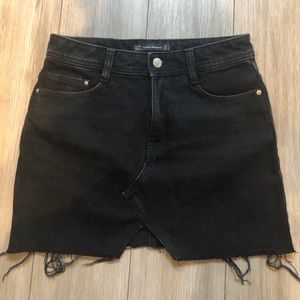 Black denim skirt